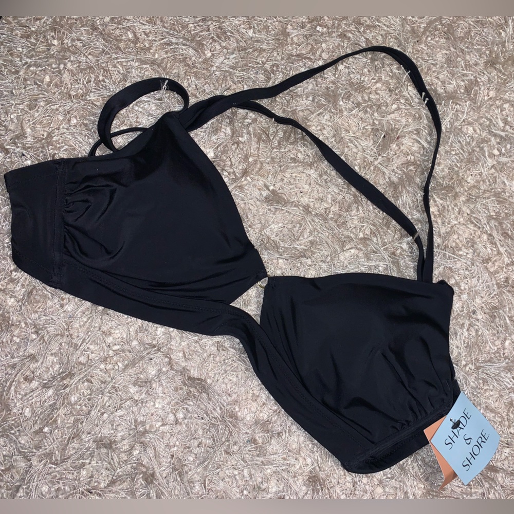 Shade & Shore Elegant Black Bikini Swim Top - 36DD - NWT